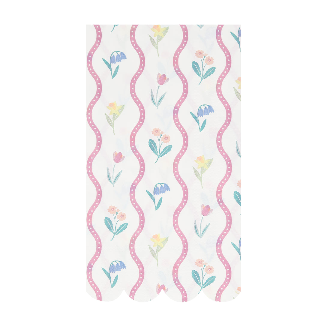 Our party napkins, are a longer shape ideal for table layering, and feature pretty pastel floral designs, ideal for garden party napkins.