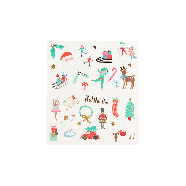 Our Christmas temporary tattoos feature classic Christmas icons and lots of shiny gold foil details. Image2