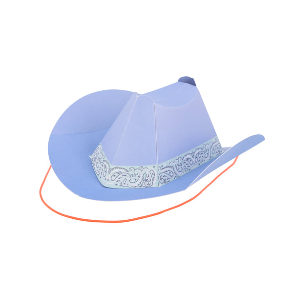 Our mini party hats are made in the shape of Western hats, crafted from paper in 8 fabulous colors. Image1