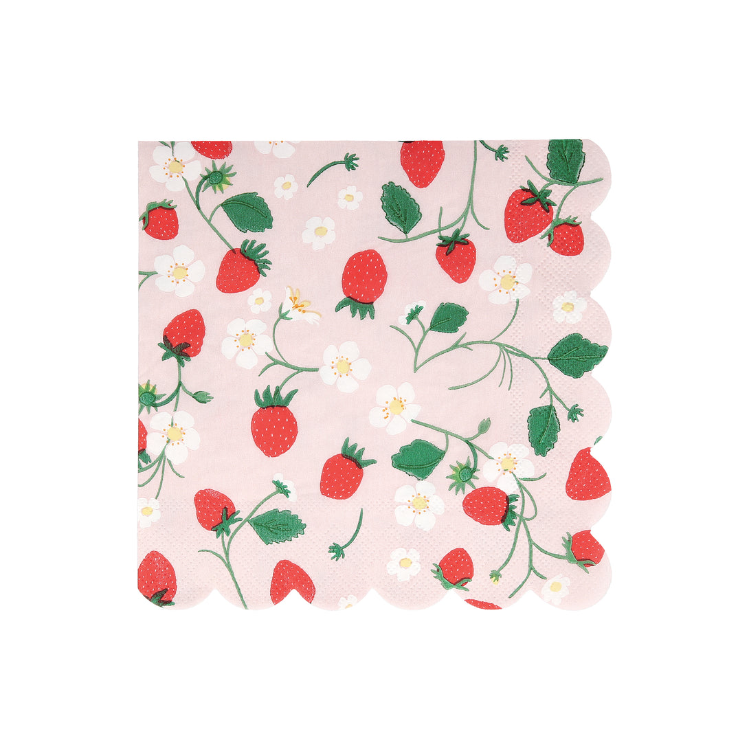 Our large paper napkins, with a sweet strawberry design are ideal for summer picnics, BBQs and garden parties.