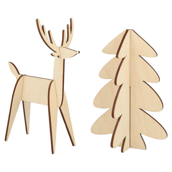 Our wooden gingerbread house features embroidery, felt and pompoms, with wooden reindeer. Perfect as a kids craft project. Image5