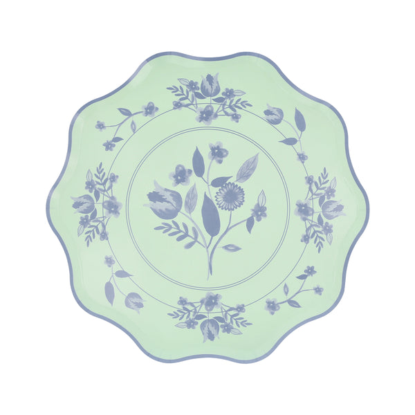 Our pastel plates, made from high-quality paper, have a striking cobalt blue botanical illustration, ideal for baby showers and bridal showers. Image5