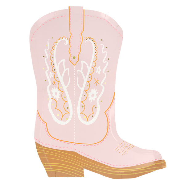 Our paper plates, in the shape of colorful cowboy boots, are perfect for a Western party. Image4