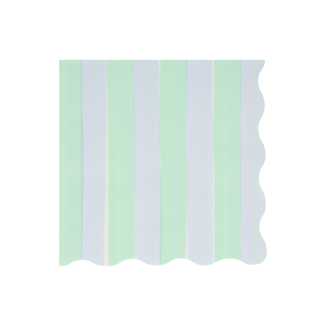 Our pastel striped napkins are large napkins with a wavy edge, ideal as baby shower napkins or garden party napkins.