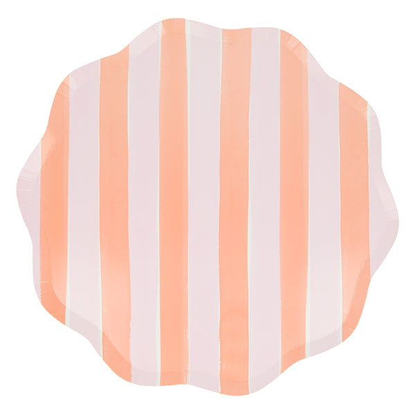 Our paper dinner plates, with stylish pastel stripes, are ideal as dinner plates for any special party. Image6