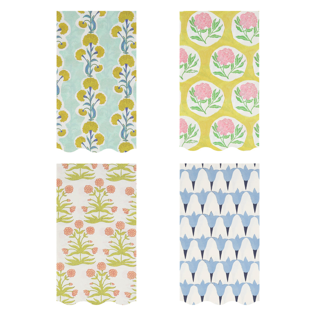 Our paper guest towels, with floral Molly Mahon patterns, are ideal for table layering at summery parties or to place in guest bathrooms.