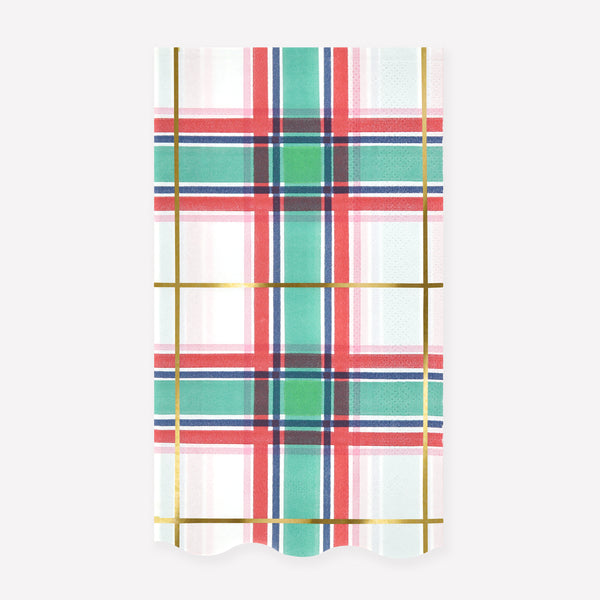 Place our guest towels, made with quality paper and a traditional plaid design, in your guest bathroom, or on your party table, this Christmas. Image1