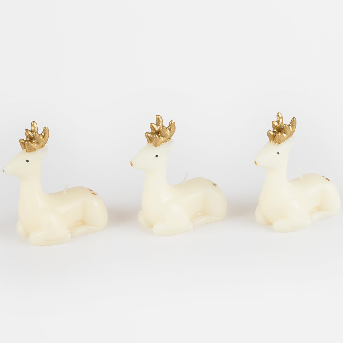 Our reindeer candles, with hand-painted gold details, make a great Christmas host gift.