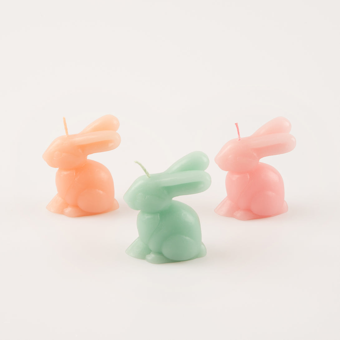 Our Easter candles make great Easter decorations, crafted in the shape of cute bunnies in pastel shades with colored wicks.