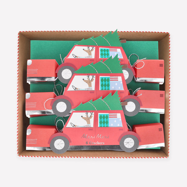 Our fun Christmas crackers, in the shape of a car, are great for kids and adults and contain gifts, a party hat and a joke. Image1