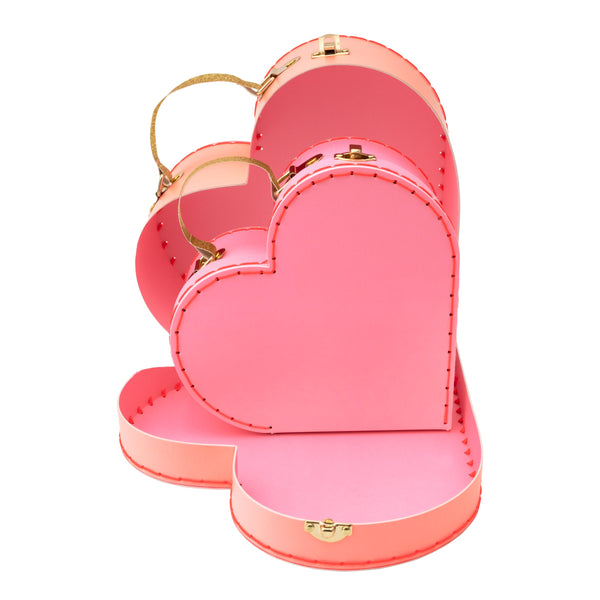 Pink Heart Suitcases (x 2)