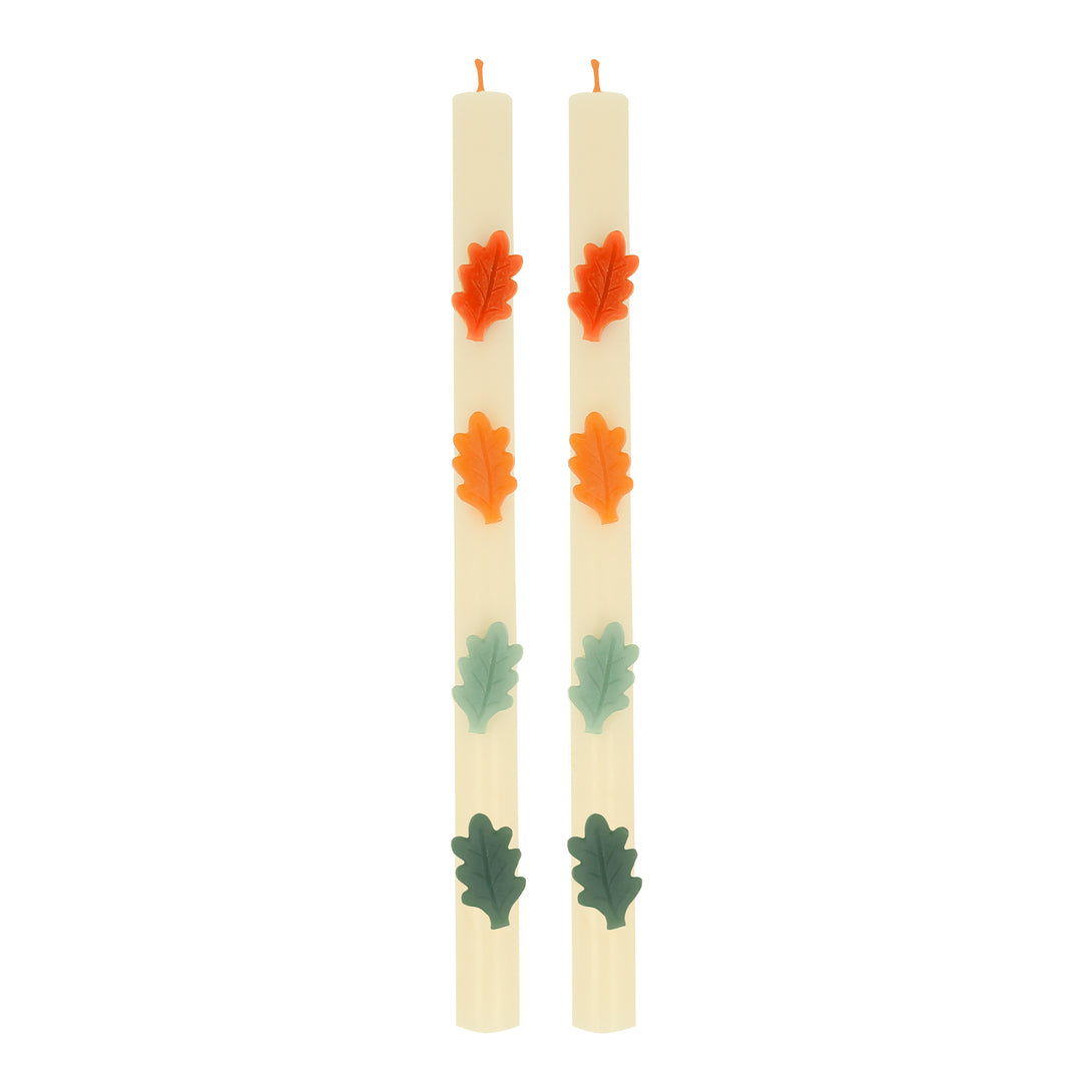 Our decorative candles, featuring wax leaves and colored wicks, are perfect to add a touch of beauty to your dinner table or mantel.