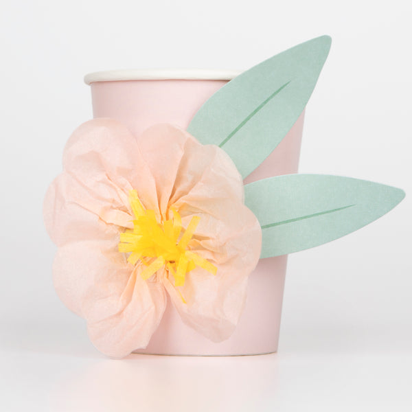 Our party cups have crepe paper flower embellishments, making them ideal as garden party cups, engagement cups or princess cups. Image3