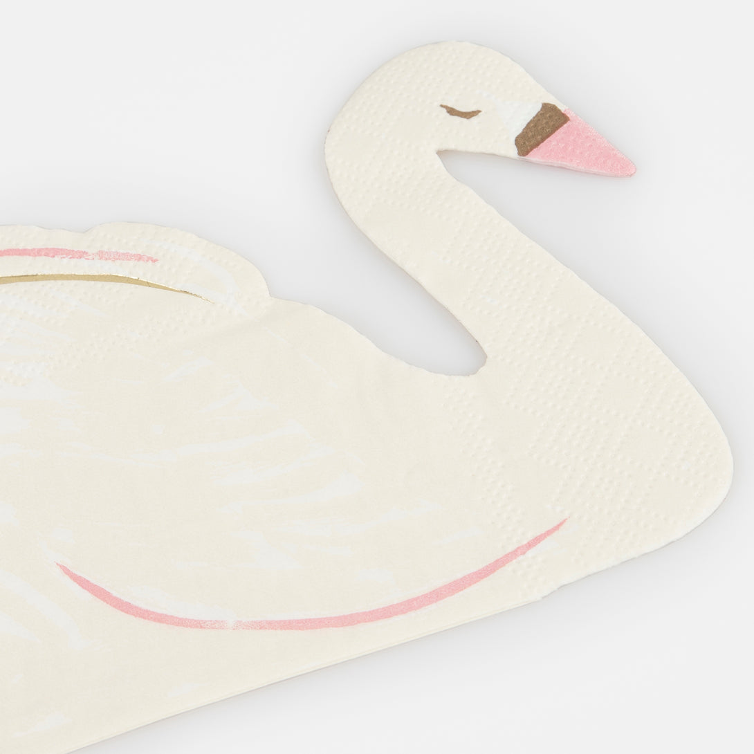 Our party napkins, the shape of elegant swans, are ideal as engagement party napkins, princess party napkins or garden party  napkins.