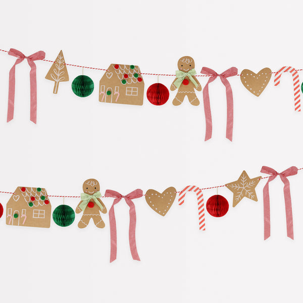 Our Christmas garland, featuring gingerbread and bows, is perfect for a mix of nostalgia and on-trend decoration.