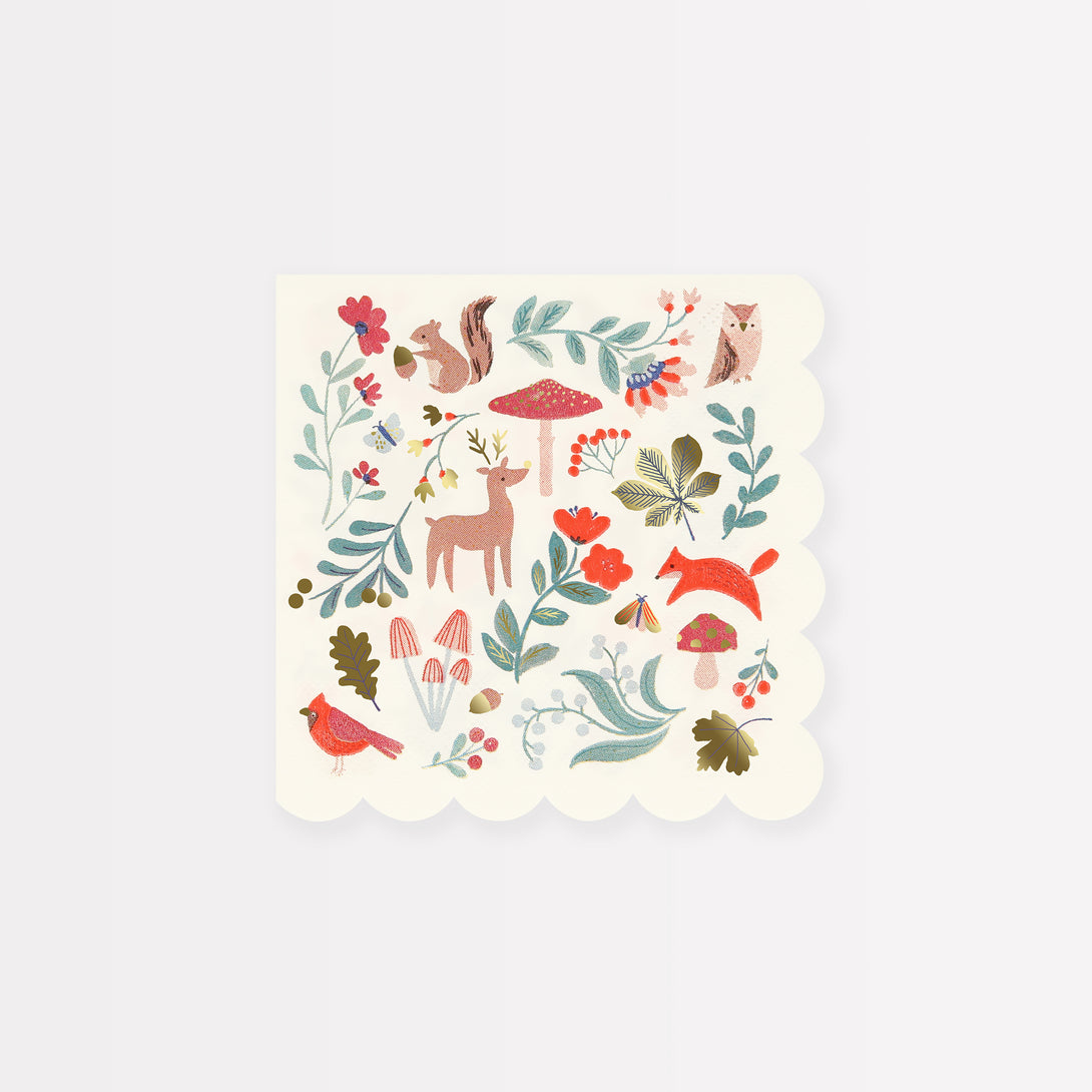 Give your Christmas a colorful folk look with our paper napkins with woodland animals and flowers.