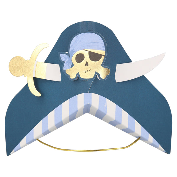 Blue Pirate Party Hats (x 8)
