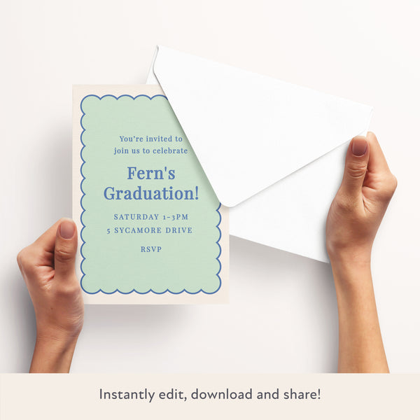 Mint Scallop Download & Print Invitation