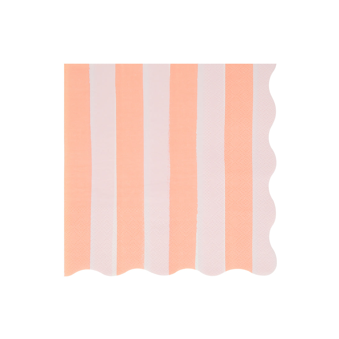 Our pastel striped napkins are large napkins with a wavy edge, ideal as baby shower napkins or garden party napkins.