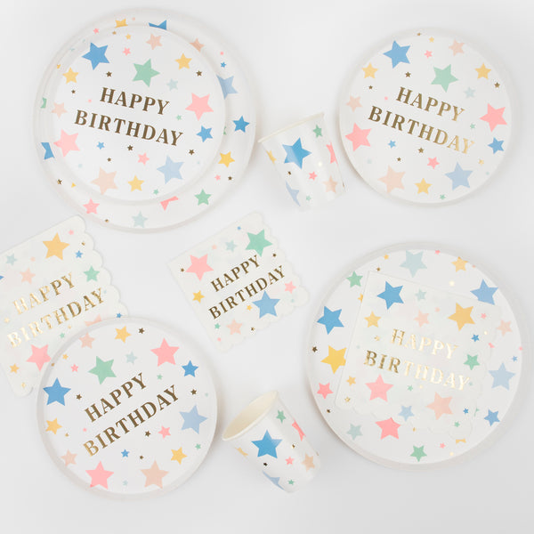 Our party plates have colorful stars and gold letters, perfect as birthday party plates. Image3