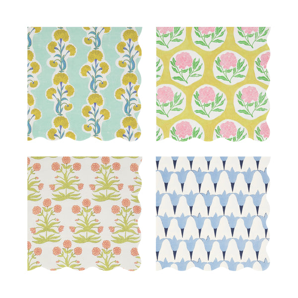 Our disposable napkins, in a large size, feature Molly Mahon floral patterns, ideal for a stylish gathering.