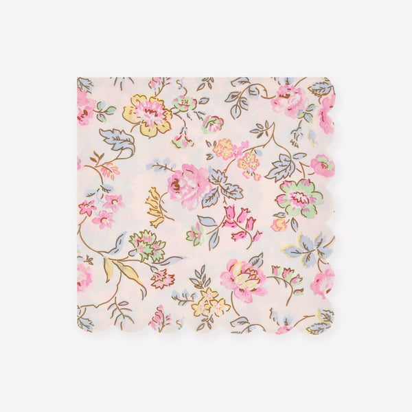 Our pink napkins, made from 3-ply paper, have an elegant chintz design in pastel colors for a stylish effect. Image1
