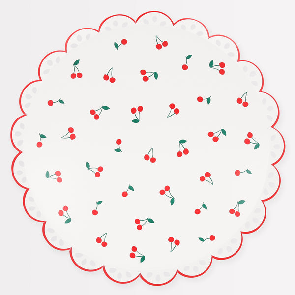 Use our special cherry party supplies for a vibrant look at your parties, our set includes paper plates, cups, napkins and a honeycomb garland. Image6