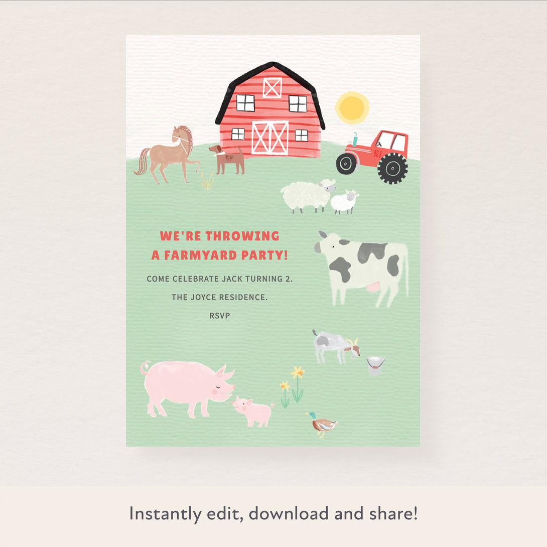 on-the-farm-invitation-meri-meri for Free Printable Blank Farm Invitations On The Farm Invitation – Meri Meri for Free Printable Blank Farm Invitations