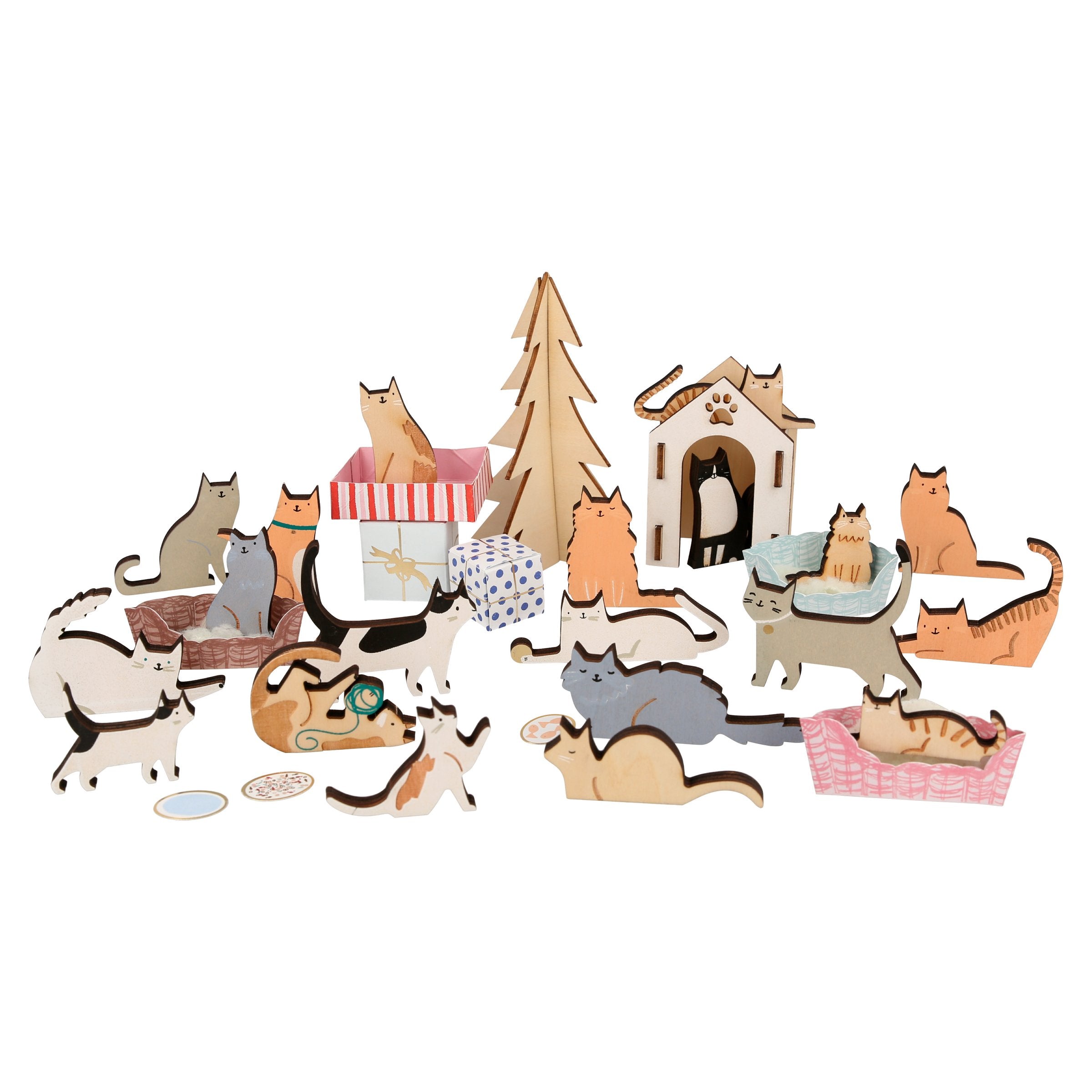 This wonderful kids advent calendar is full of kids cat toys, crafted from wood.