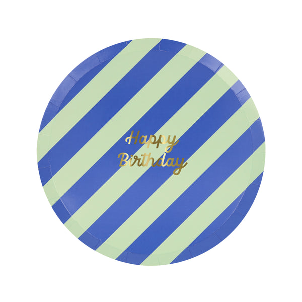 Our side plates feature an on trend pattern of stripes and the words Happy Birthday in shiny gold foil. Image6