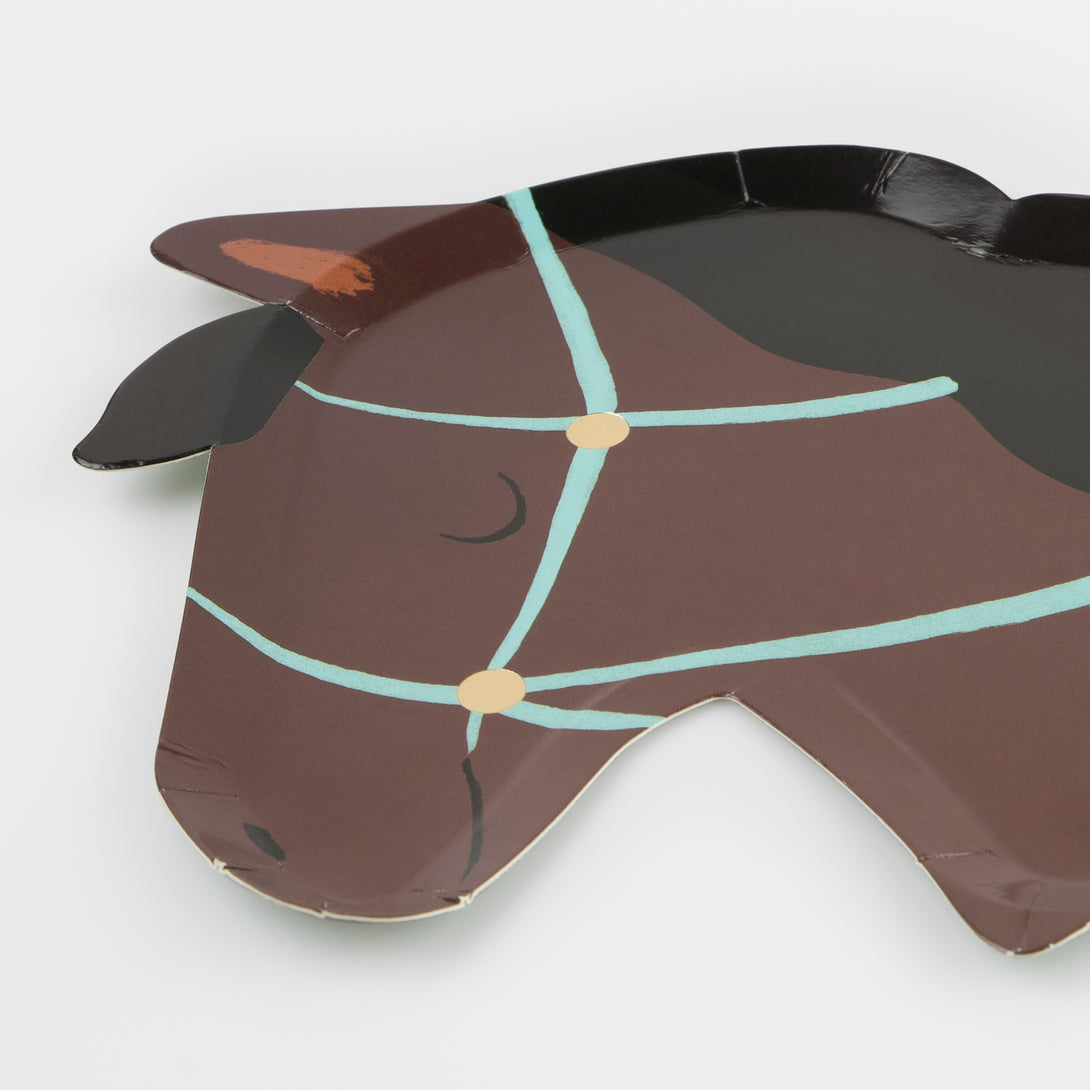 Our party plates, in the shape of horse heads, are perfect for a horse  birthday party.