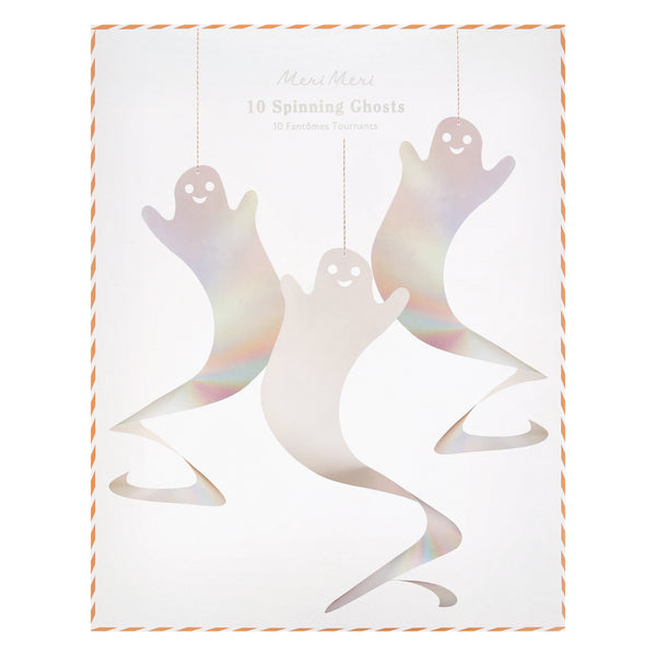 Our ghost decorations, with silver holographic foil, are perfect to add to your Halloween hanging decorations, designed to spin for great effect. Image6