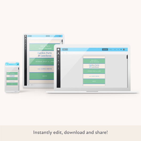 Green Cabana Stripe Download & Print Invitation