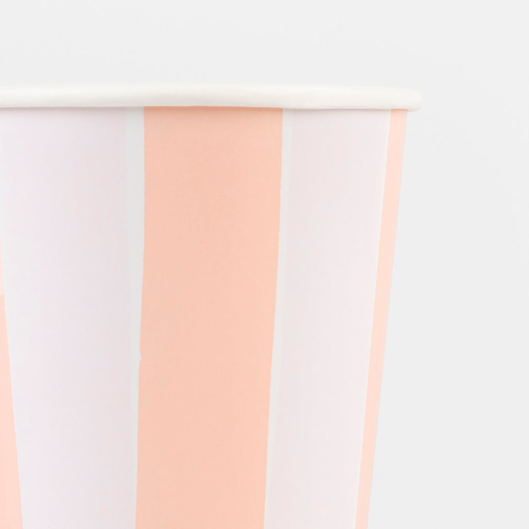 Our striped cups are the perfect paper cups, in pastel shades, for any springtime party.