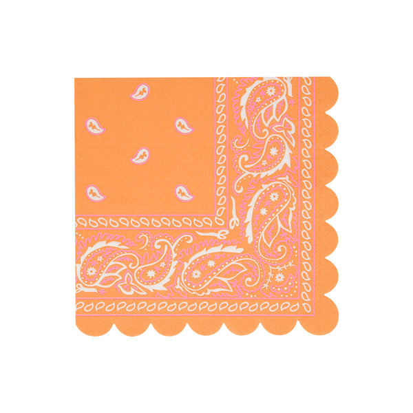 Our paper napkins, with a fun bandana design and 5 stunning colors, is ideal to add decoration to a Western birthday party or BBQ. Image8