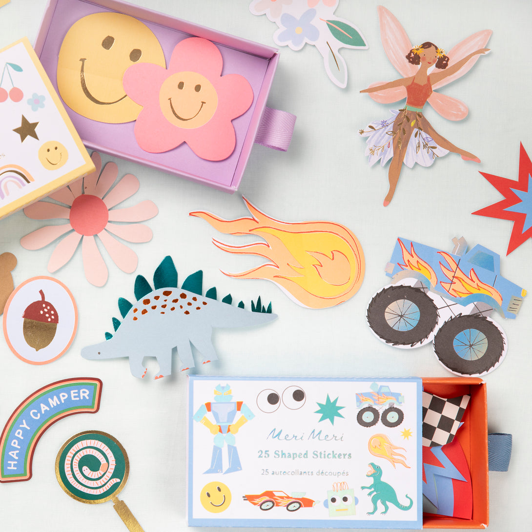 Our fun stickers are ideal as party bag gifts or for party activities, lots of colorful shapes ideal to stick in notebooks, posters or cards.