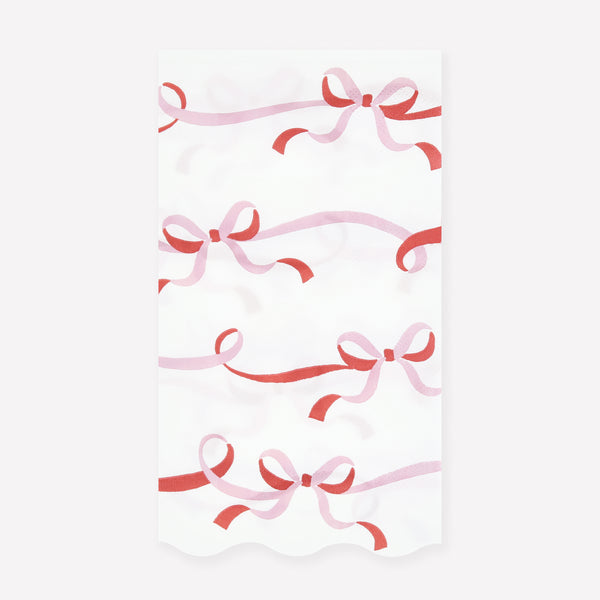 Use our Christmas guest towels, made from 3-ply paper with a stylish ribbon bow design, in your guest bathroom or on the party table. Image1
