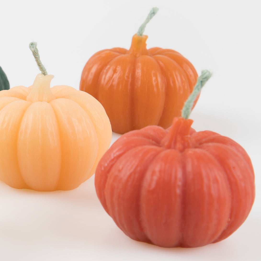 Our pumpkin candles are the perfect Thanksgiving table decorations or for as fall candles.