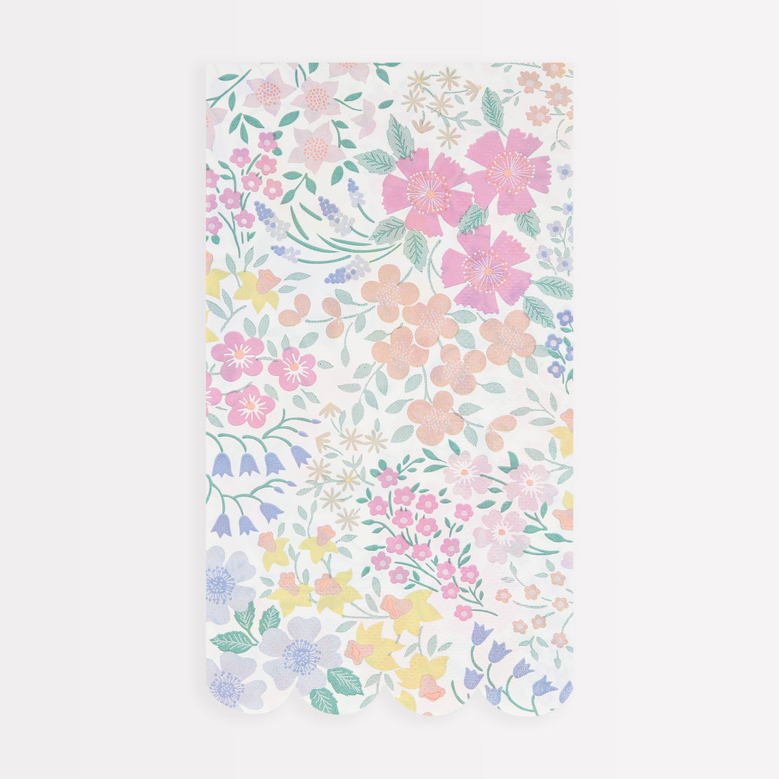 Our long paper napkins, with a pretty pastel floral design, are perfect to add to your spring or summer tableware.