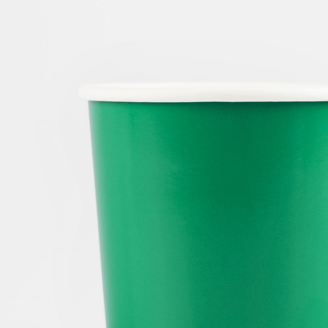 Our paper cups, in a gorgeous green, are brilliant for any special celebration.