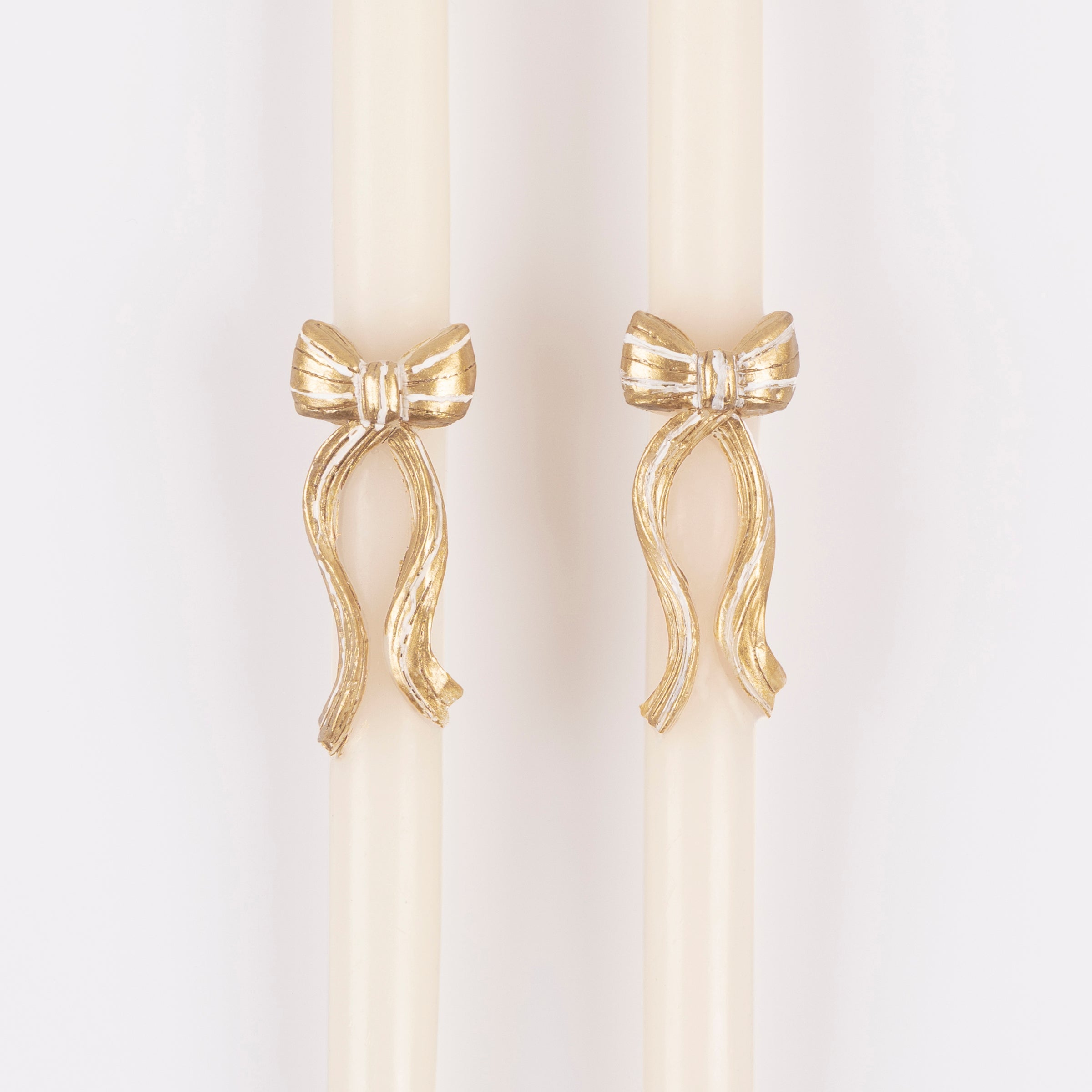 Gold Stripy Bow Table Candles - Thumbnail 2