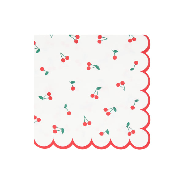 Add a summery effect to any party or picnic with our large paper napkins with a sweet, colorful cherry design and red scalloped borders.