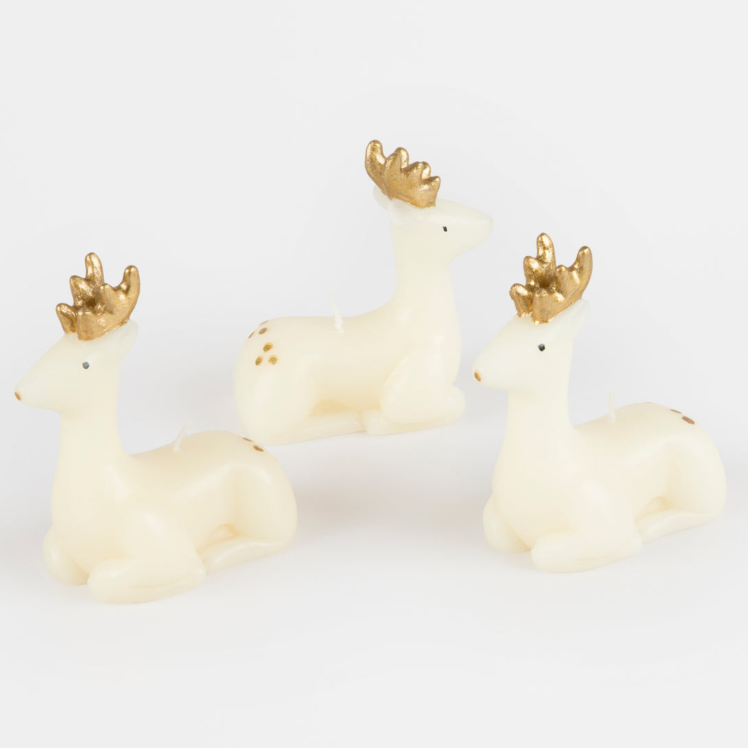 Our reindeer candles, with hand-painted gold details, make a great Christmas host gift.