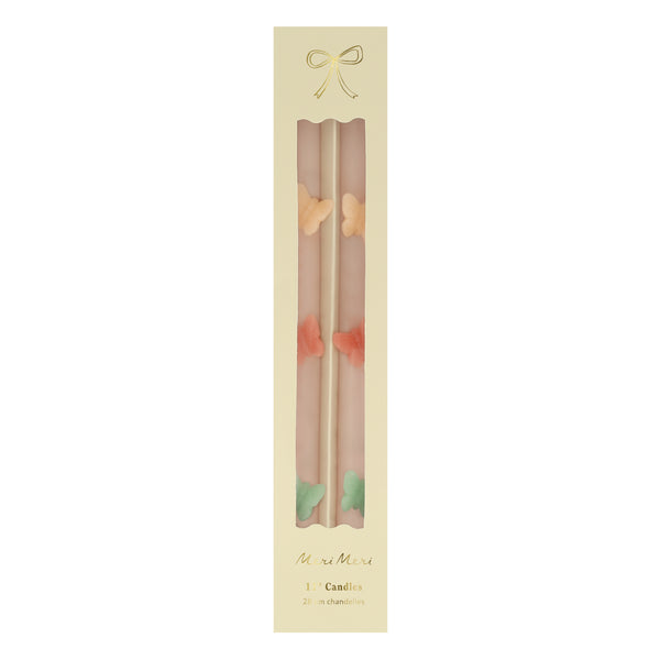 Our tall candles, in pink with colored wax butterflies, are perfect as princess party candles or fairy party candles. Image5