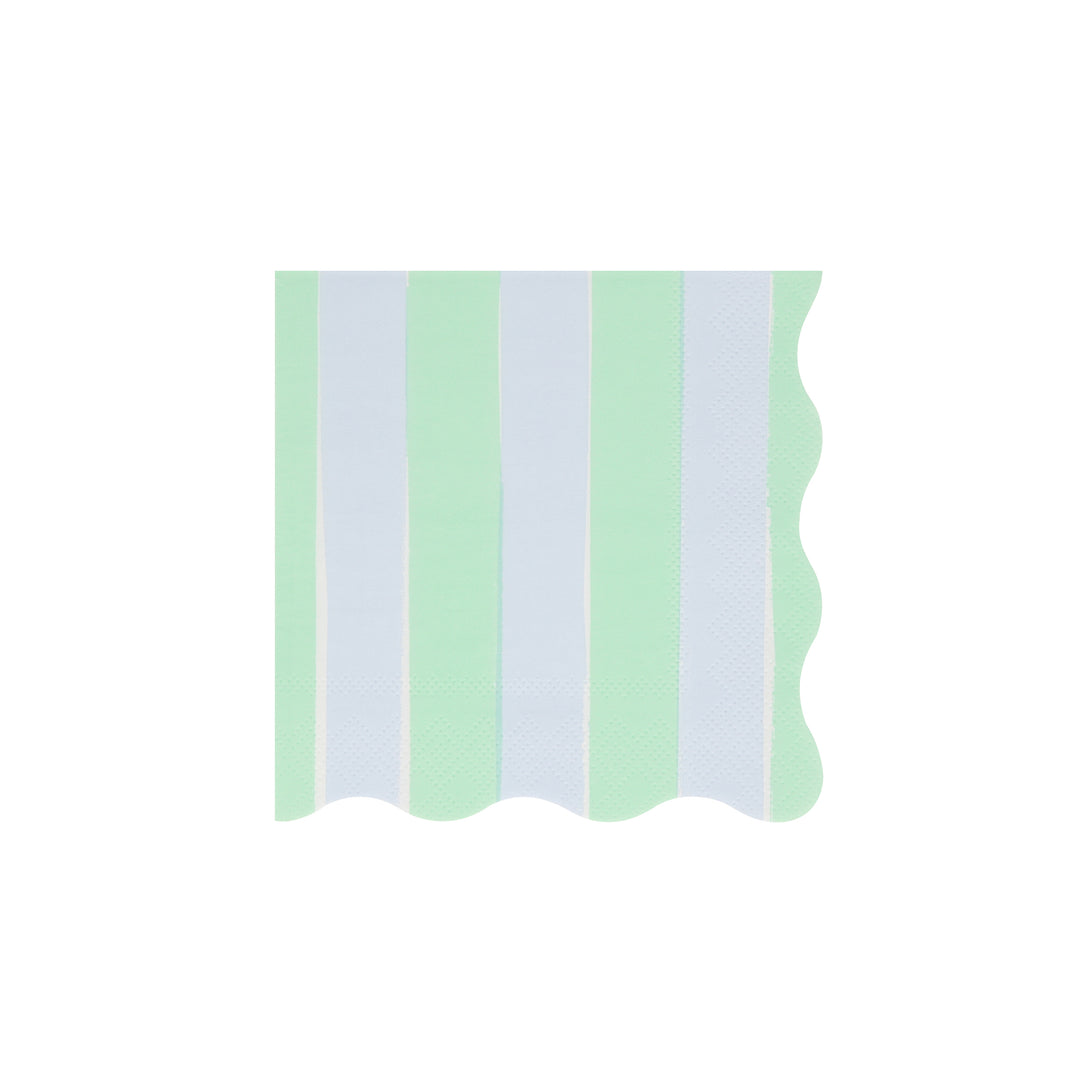 Our striped small napkins in pastel colors are perfect as cocktail napkins and paper napkins for picnics or garden parties.