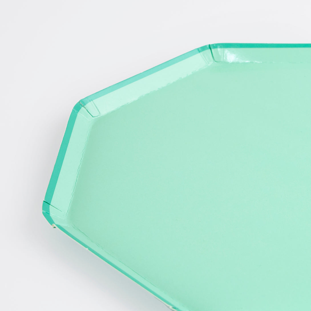 Our party plates, side plate size, are a soft green and look amazing at an under-the-sea party.