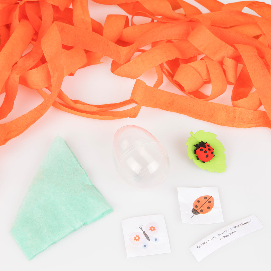 Make your woodland party look amazing with our fun ladybug surprise balls, including a cute ladybug eraser, a joke, 2 stickers and a party hat.