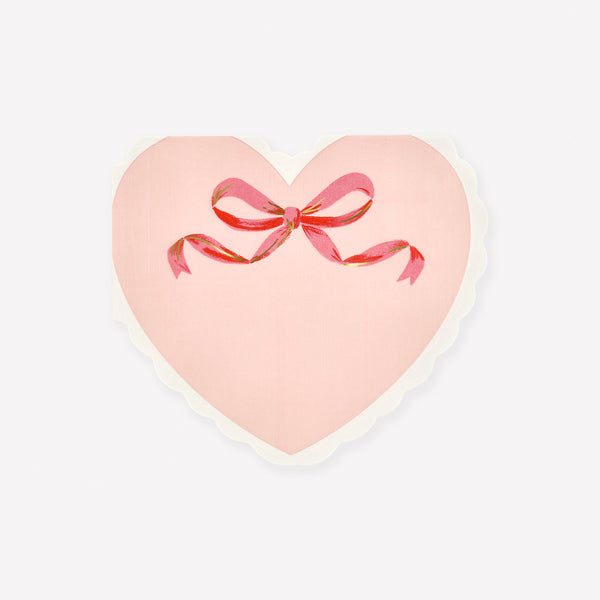 Our paper napkins, heart-shaped in pink and white with a pretty bow design, are ideal to add to your Valentine's Day decorations. Image1