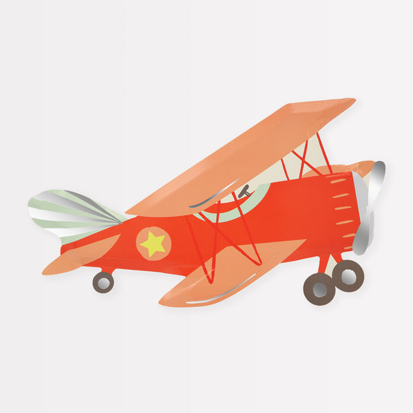 Our paper plates, in the shape of a vintage plane, are perfect for kids who loves planes.