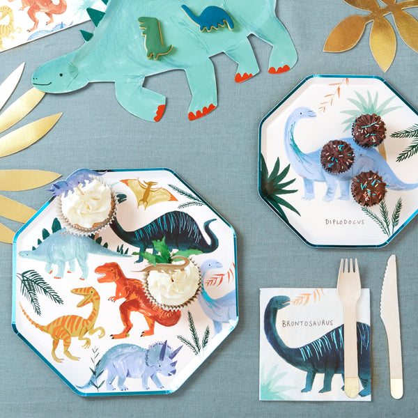 If you're looking for dinosaur party decoration ideas then our special paper plates featuring colorful dinosaurs are perfect. Image3